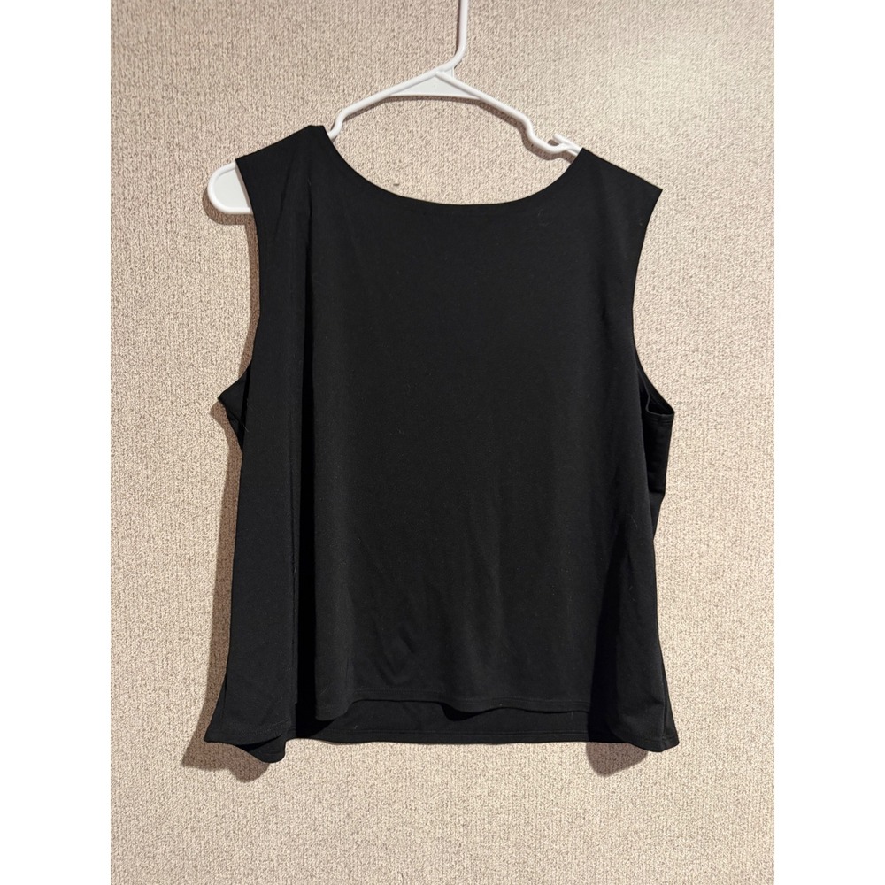 Van Heusen Womens Large Black Sleeveless Scoop Neck Blouse Tank Top Made in USA